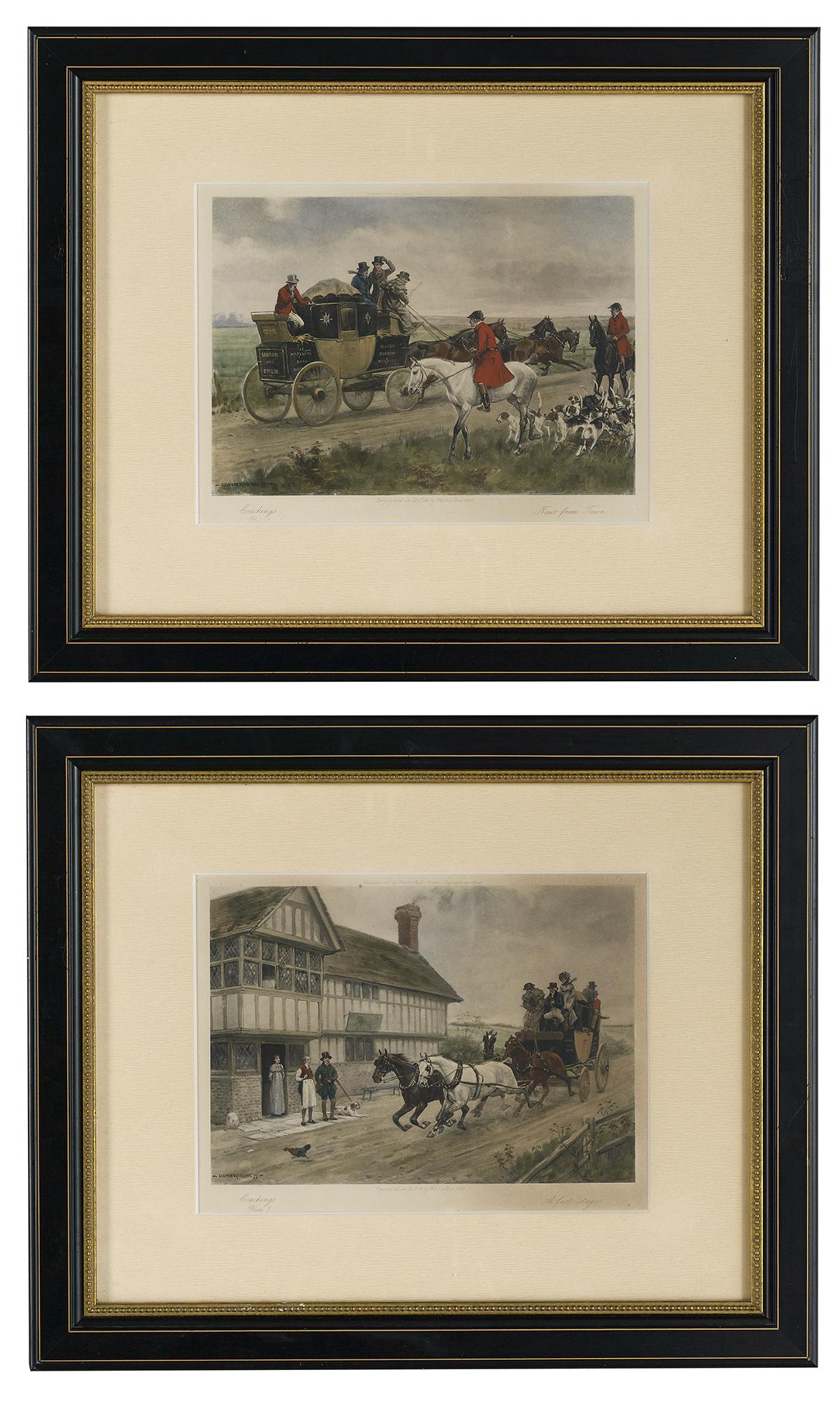 After George Goodwin Kilburne,(British,1839-1924): After George Goodwin Kilburne (British, 1839-1924) From the Coaching series "News from Town" and "A Fast Stag", 1900 two chromolithographs on paper signed in plate lower left and printed titles and da