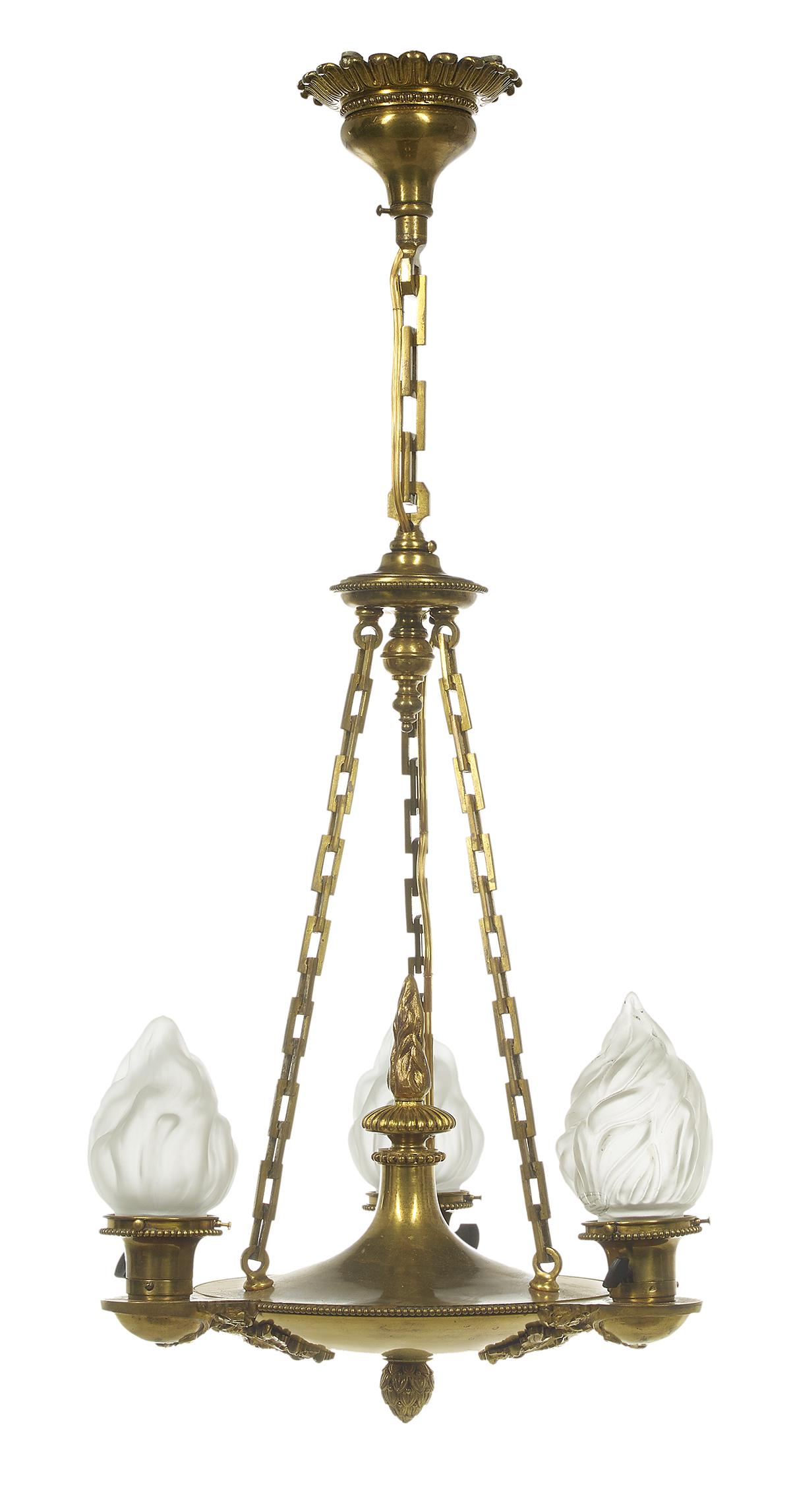 English Regency-Style Bronze and Brass Chandelier (1 of 1)