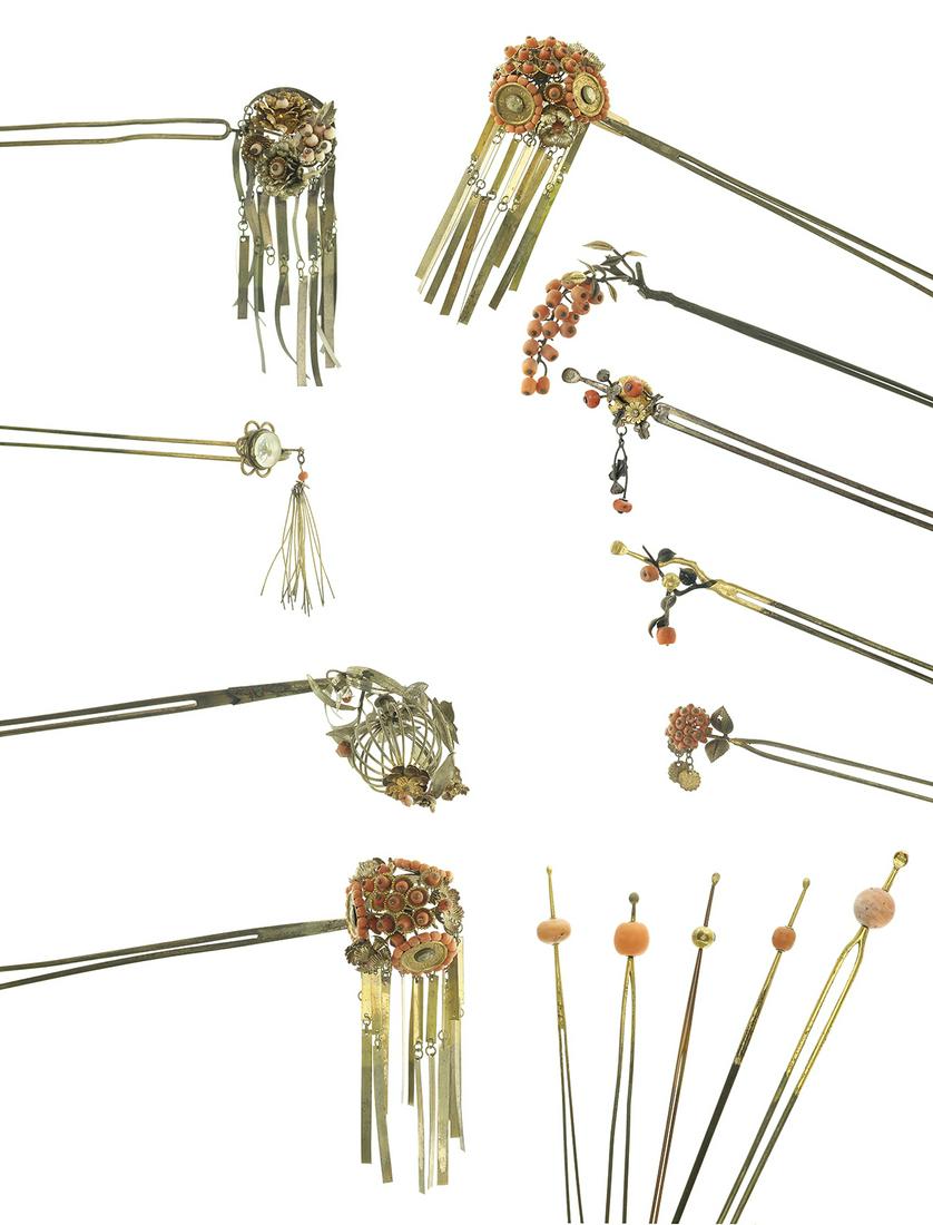 14 Chinese Metal & Coral-Style Hair Accessories (1 of 1)
