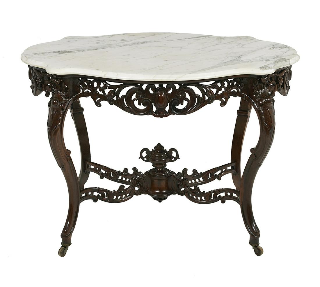 American Rococo Revival Marble-Top Center Table (1 of 2)
