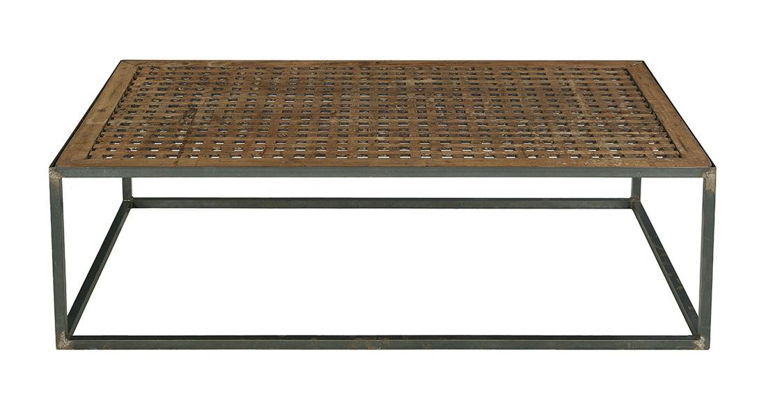 Contemporary Teak and Iron Cocktail Table (1 of 2)