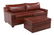 Contemporary Red Leather Sleeper Sofa and Ottoman
