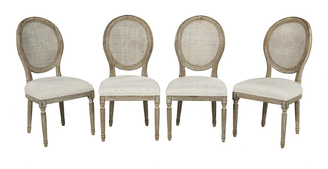 Suite of Four Louis XVI-Style Oak Dining Chairs (1 of 2)