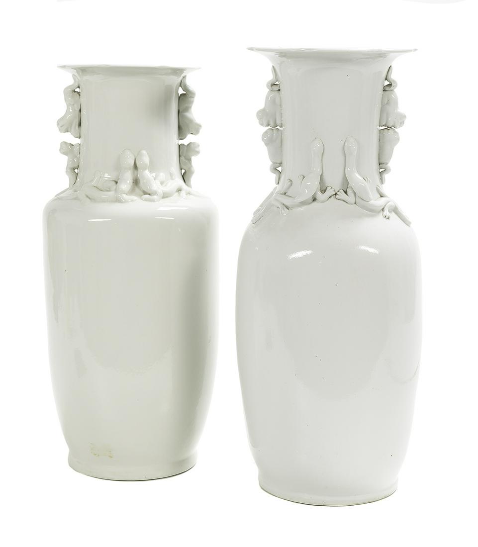 Pair of Unusual Chinese Blanc-de-Chine Vases (1 of 2)