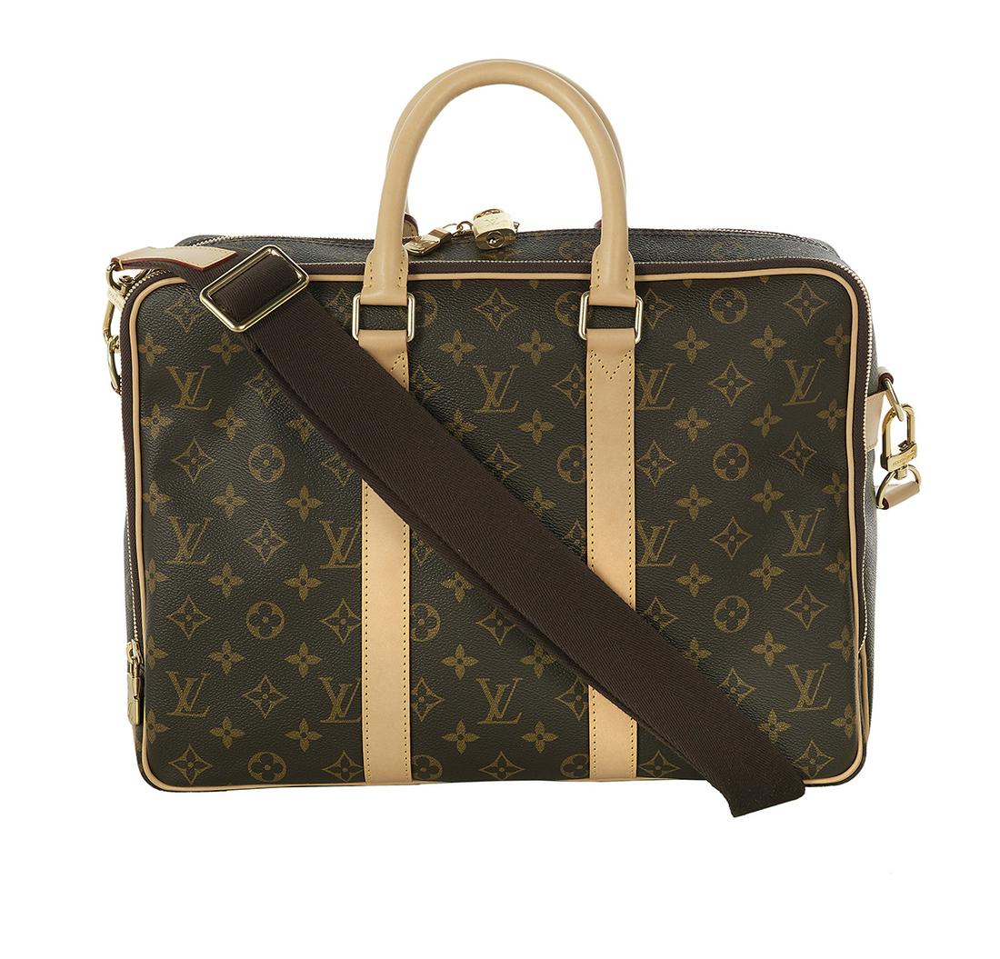 Louis Vuitton Monogram "Icare NM": Louis Vuitton Monogram "Icare NM" 2017, Italy, the coated canvas bag with a fabric interior, Vachetta leather trim, brass hardware, a lock, a removable and adjustable strap, and a dustbag. Date code: