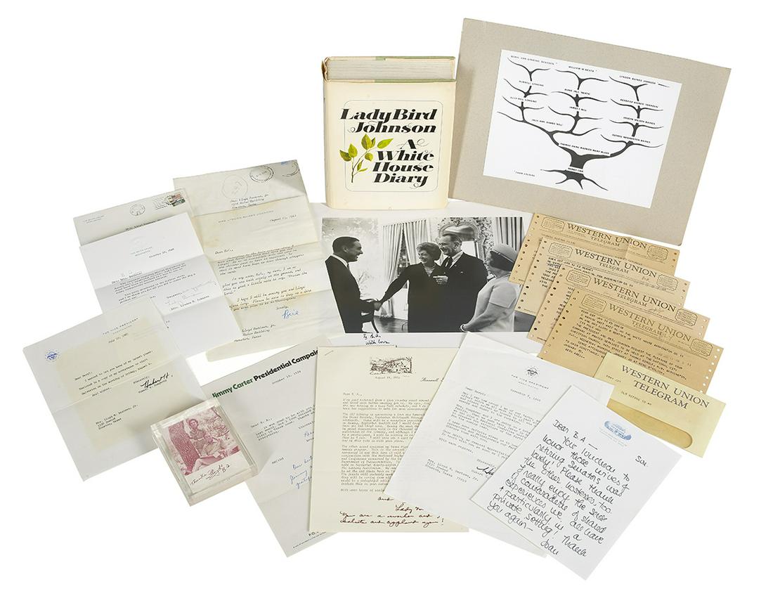 B.A. Bentsen Letters and Ephemera, 1960s-1970s: B.A. Bentsen Letters and Ephemera, 1960s-1970s including signed letters from Lady Bird Johnson, Rosalyn Carter and Joan Mondale, an autographed photograph of Lyndon B. Johnson, a telegram from Robert 