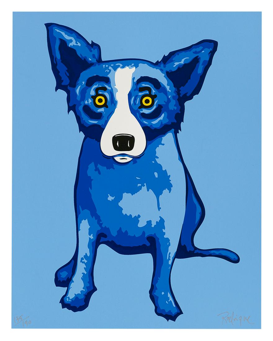 George Rodrigue (US/Louisiana, 1944-2013): George Rodrigue (American/Louisiana, 1944-2013) "Blue Dog" silkscreen in colors signed lower right, numbered "135/190" lower left. Unframed. 15" x 12"