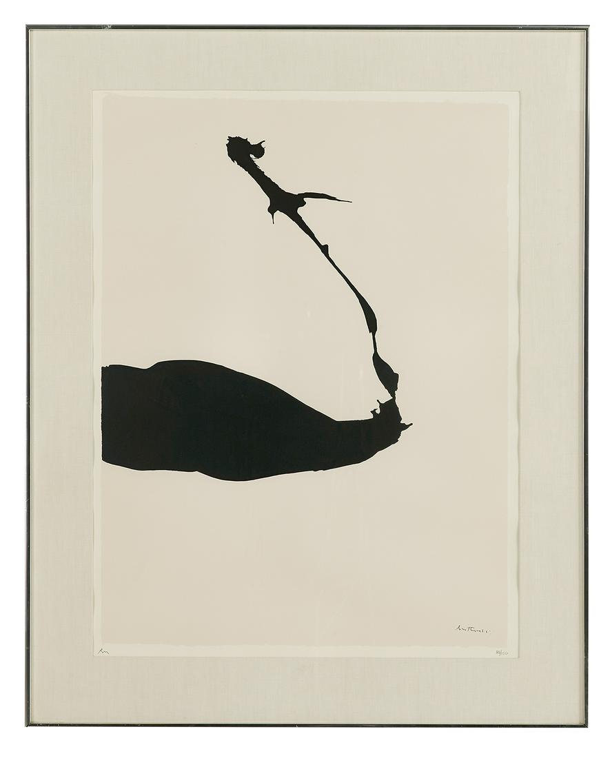 Robert Burns Motherwell (US, 1915-1991): Robert Burns Motherwell (American, 1915-1991) "Africa no. 6", from the Africa Suite, 1970 screenprint signed in plate, and monogrammed and numbered "81/100" in pencil lower margin, frame backing with 