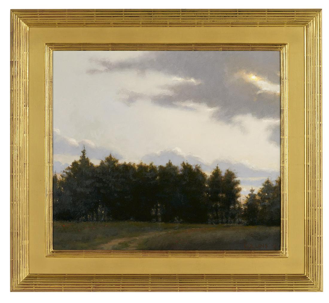 Jacob Collins (US, b. 1964): Jacob Collins (American, b. 1964) "Yaddo Tree Line", 1997 oil on canvas signed and dated lower right, a "Meredith Long & Company, Houston, Texas" label en verso Framed. 23" x 26", framed 31-1/2" x 34-