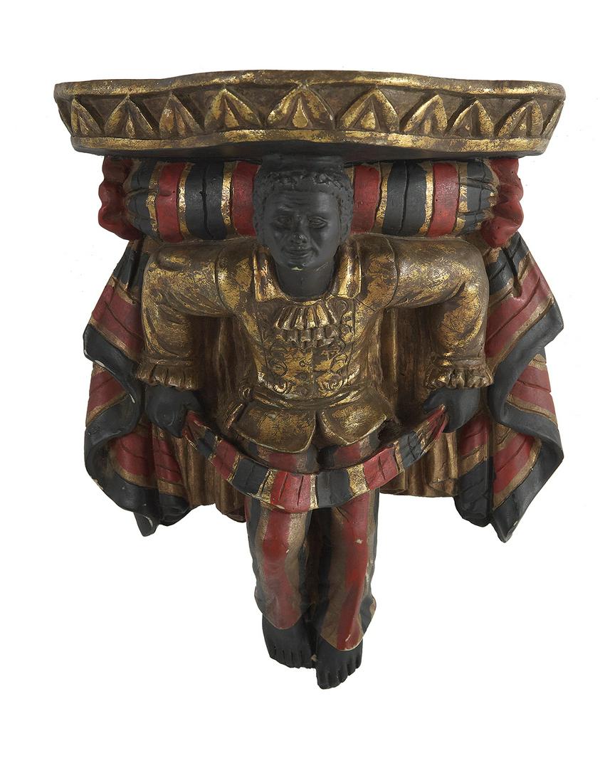 Molded and Painted Composition Blackamoor Bracket (1 of 1)