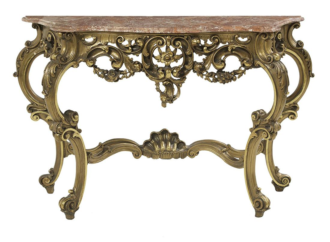 Louis XV-Style Marble-Top Console Table (1 of 1)
