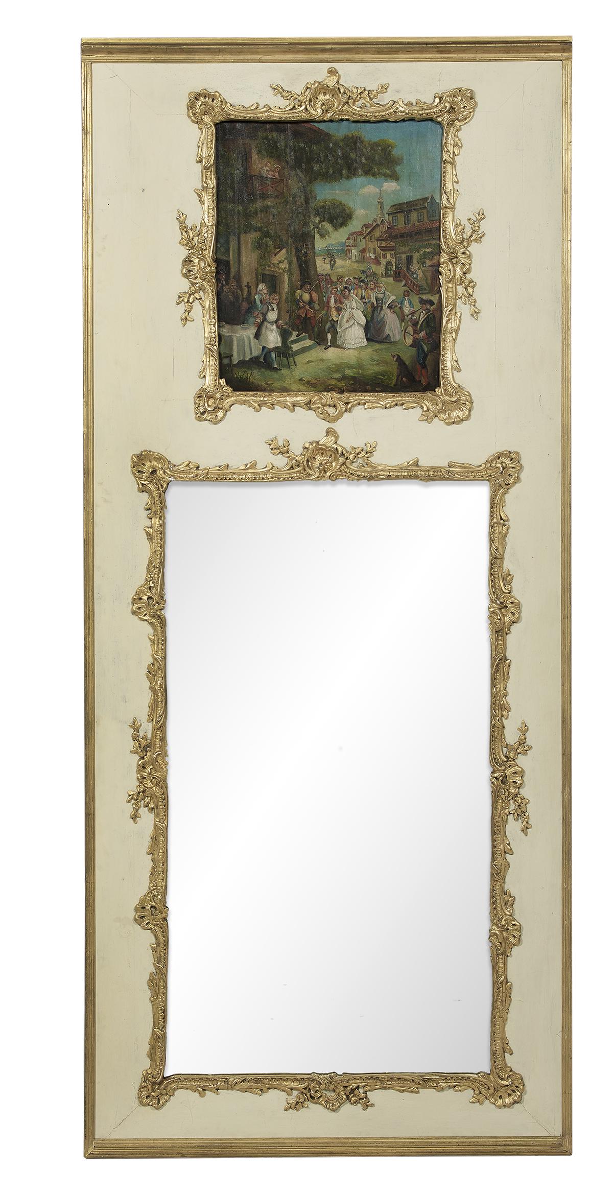 Painted and Giltwood Trumeau Mirror (1 of 1)