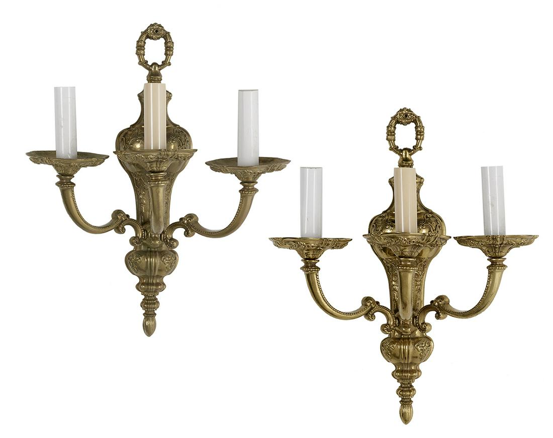 Pair of Louis XIV-Style Cast Bronze Sconces (1 of 3)