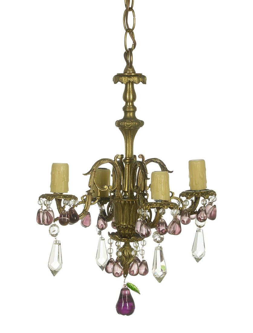 French Petite Bronze and Crystal Chandelier (1 of 1)