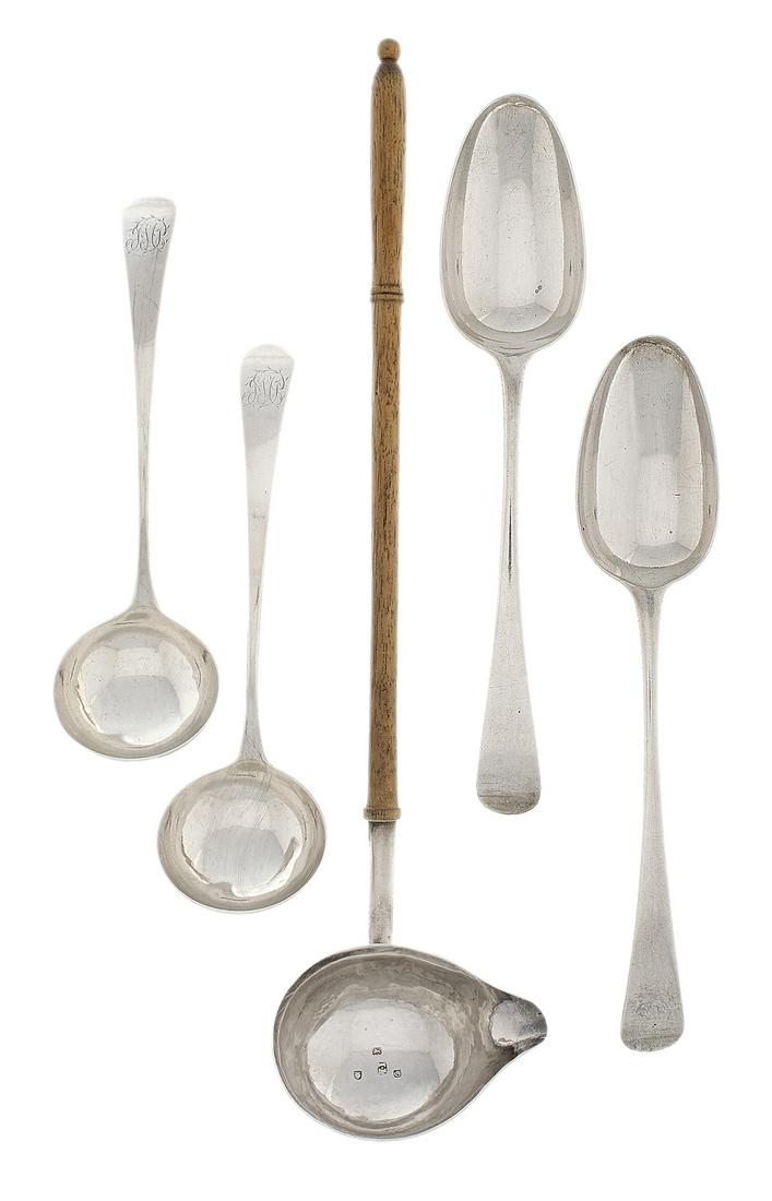 Five George III Sterling Serving Spoons & Ladles (1 of 1)