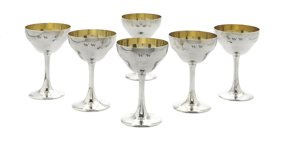 Six Sterling Silver Champagne/Sorbet Cups (1 of 1)