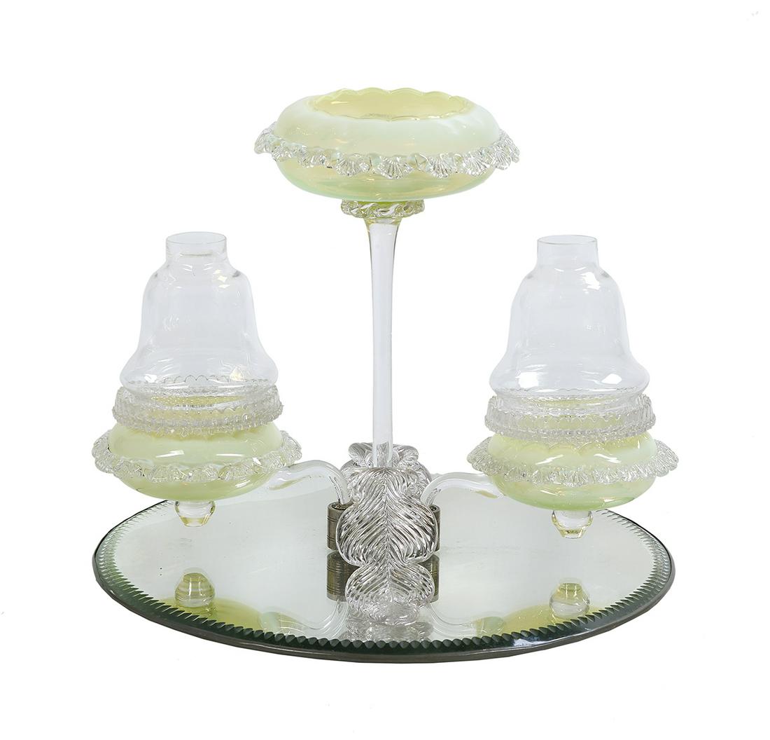 Opalescent Vaseline and Colorless Glass Epergne (1 of 1)
