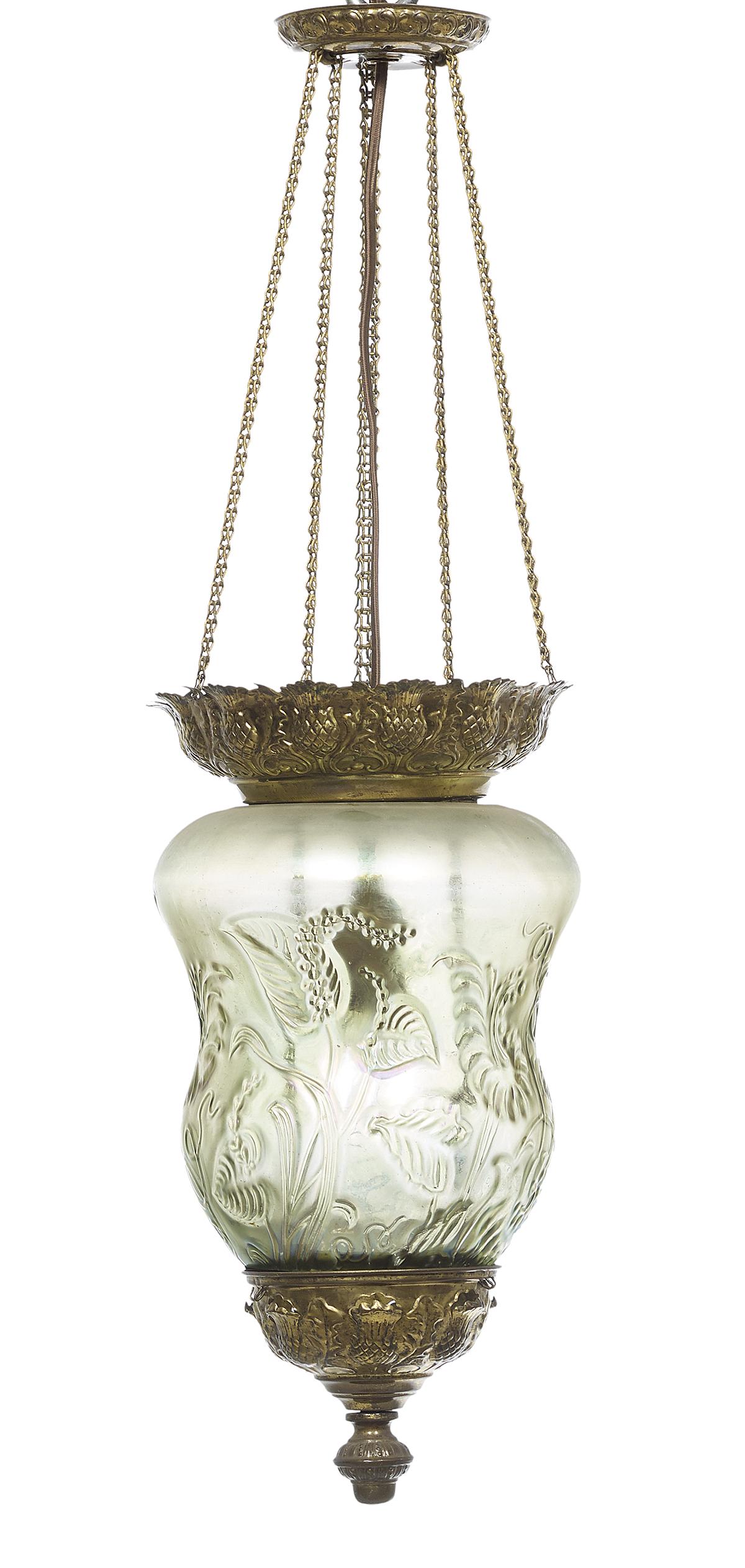 American Art Glass and Brass Hall Lantern (1 of 1)