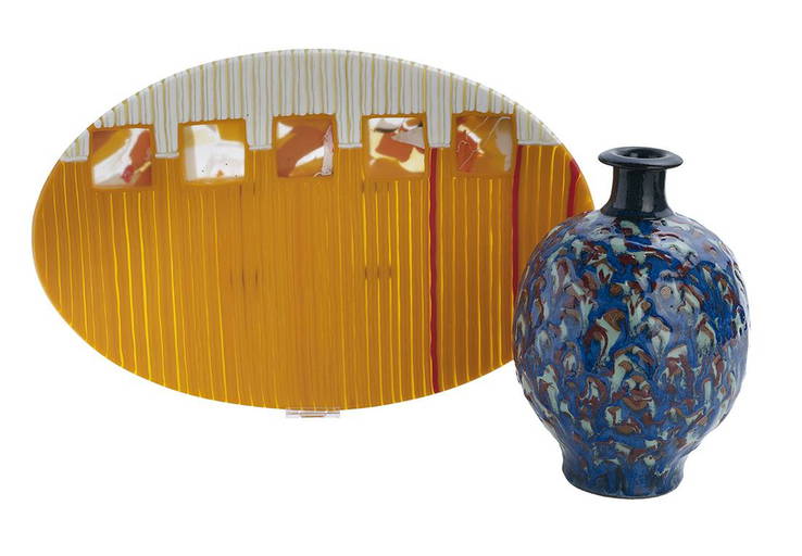 Two Pieces Of American Art Glass And Pottery