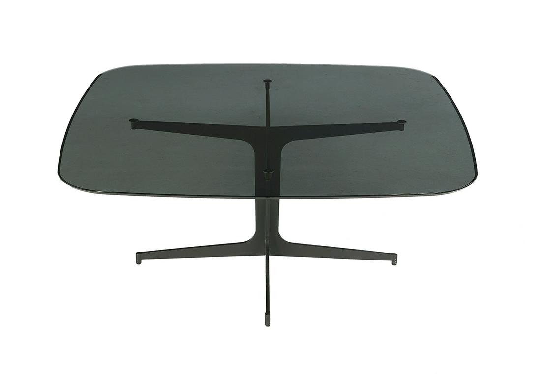Modern Aluminum and Black Glass Coffee Table (1 of 2)