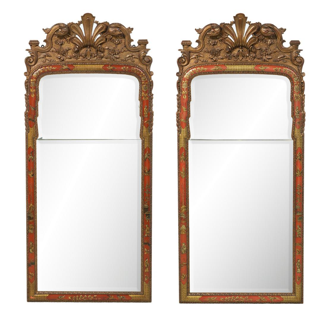 Pair of Queen Anne-Style Japanned Mirrors (1 of 5)