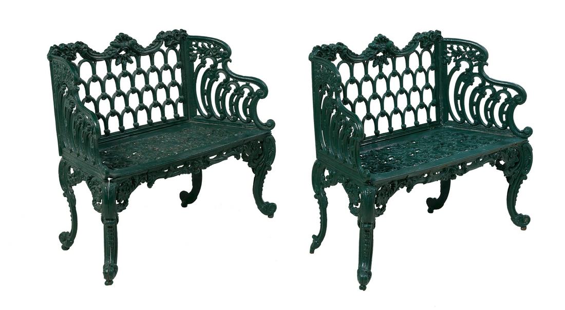 Near Pair of Cast Iron Gothic Garden Benches (1 of 1)