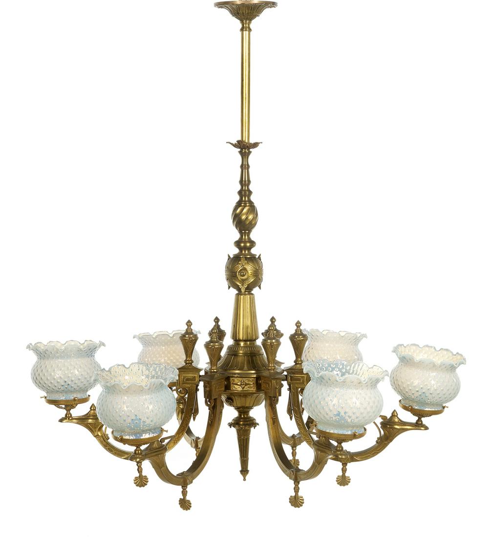 American Renaissance Revival Brass Gasolier (1 of 1)