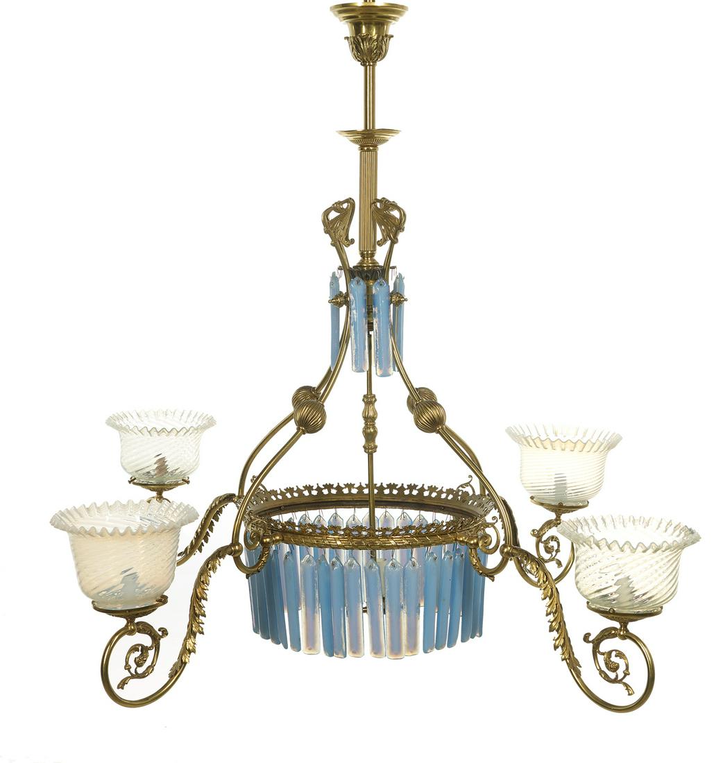 Victorian Brass and Prism-Hung Chandelier (1 of 1)