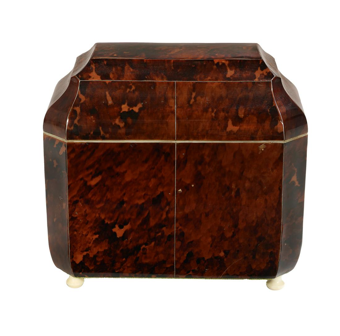 English Tortoiseshell Bombe-Form Tea Caddy (1 of 2)