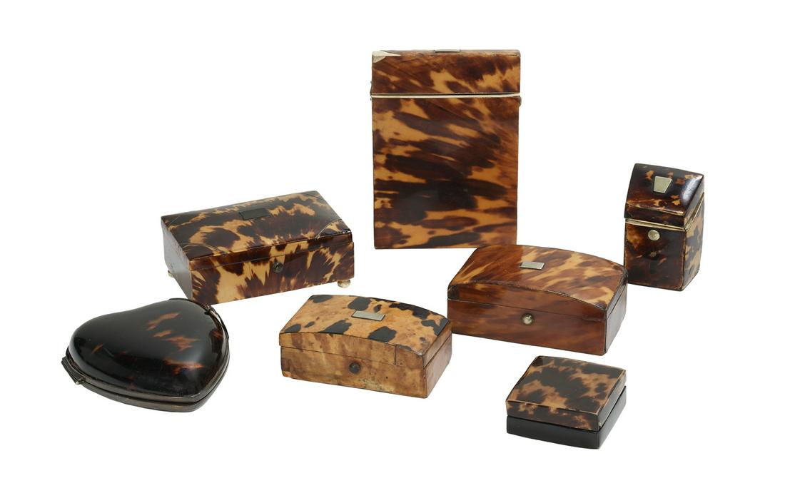 Collection of Seven English Tortoiseshell Boxes (1 of 1)