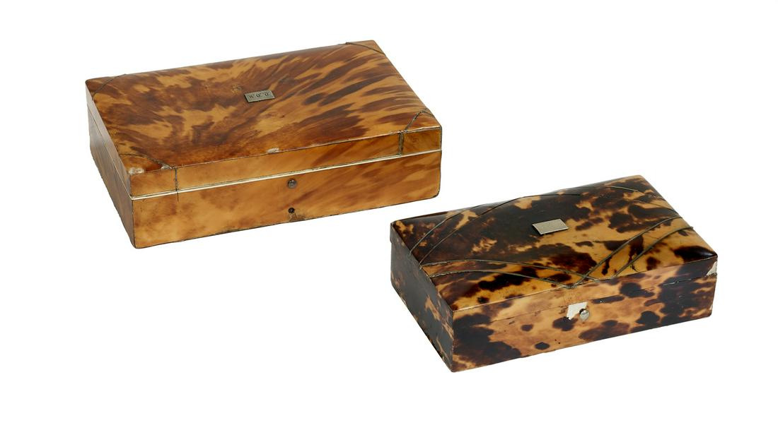 Two Similar English Inlaid Tortoiseshell Cases (1 of 1)