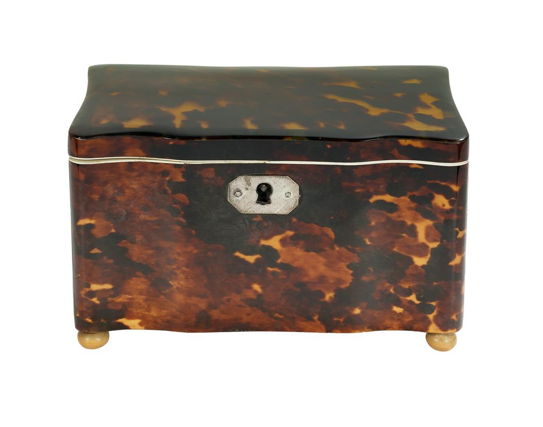 Unusual William IV Tortoiseshell Tea Caddy (1 of 2)