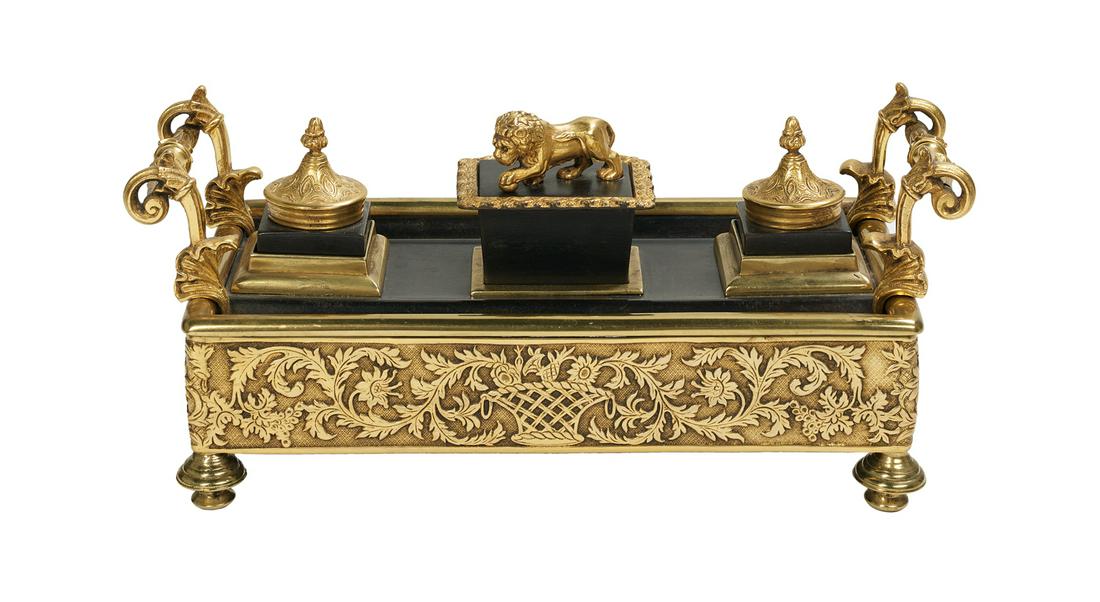 French Restauration Bronze Dore et Patine Encrier (1 of 2)
