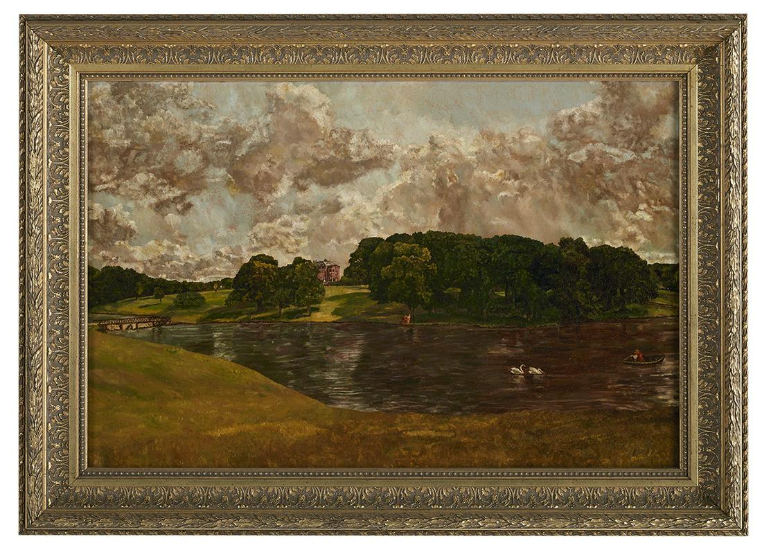 George Siejka (Austrian, b. 1946): George Siejka (Austrian, b. 1946) "Wivenhoe Park, Essex", after John Constable (British, 1776-1837) oil on canvas signed and inscribed "after Constable" lower right. Giltwood frame. 24" x 36", framed
