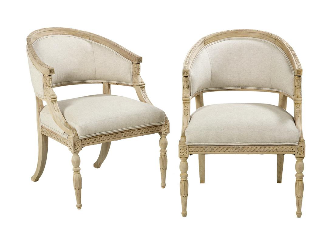 Pair of Empire-Style Hardwood Bergeres (1 of 1)