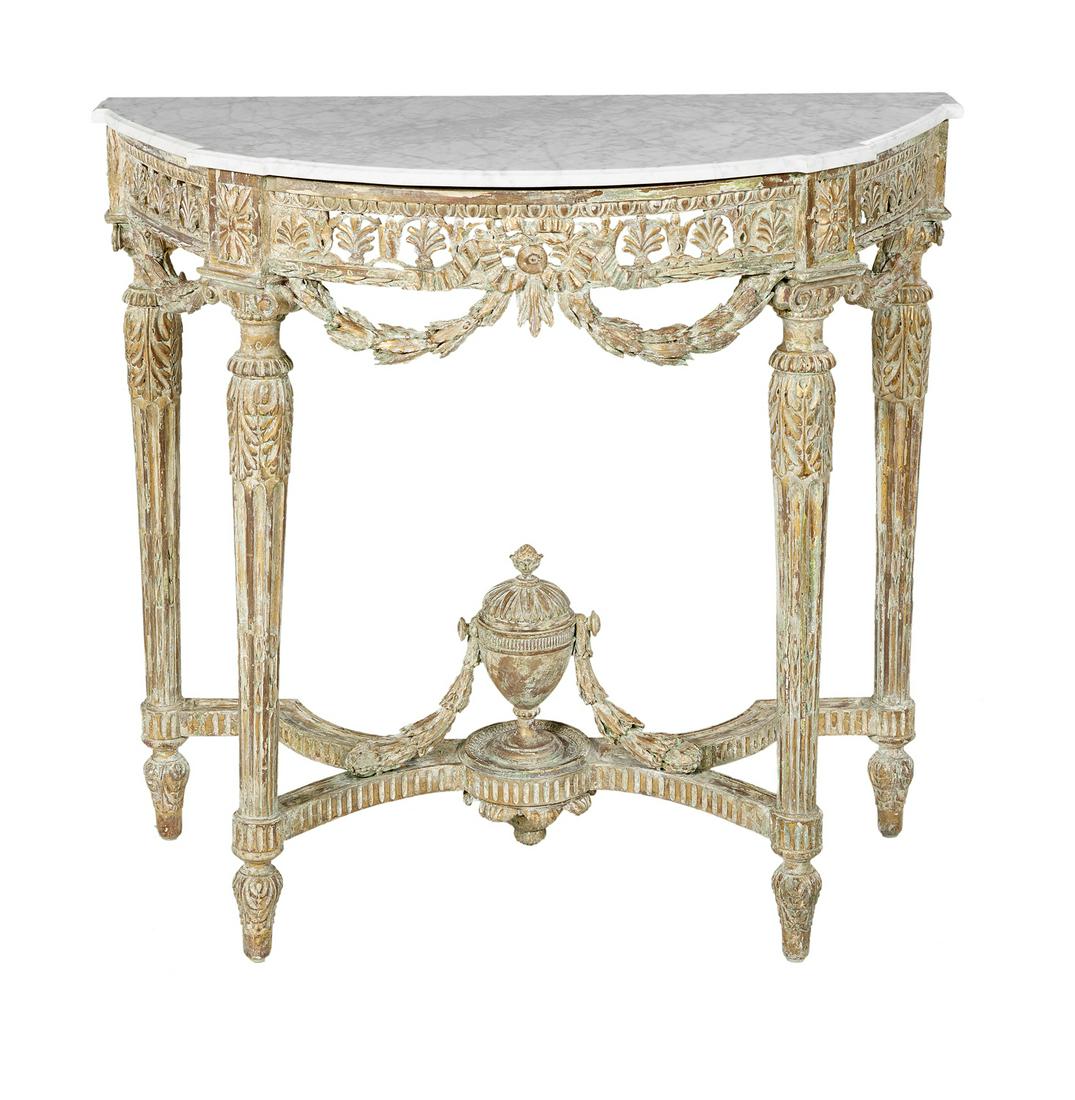 Louis XVI Polychromed and Marble-Top Side Table (1 of 1)