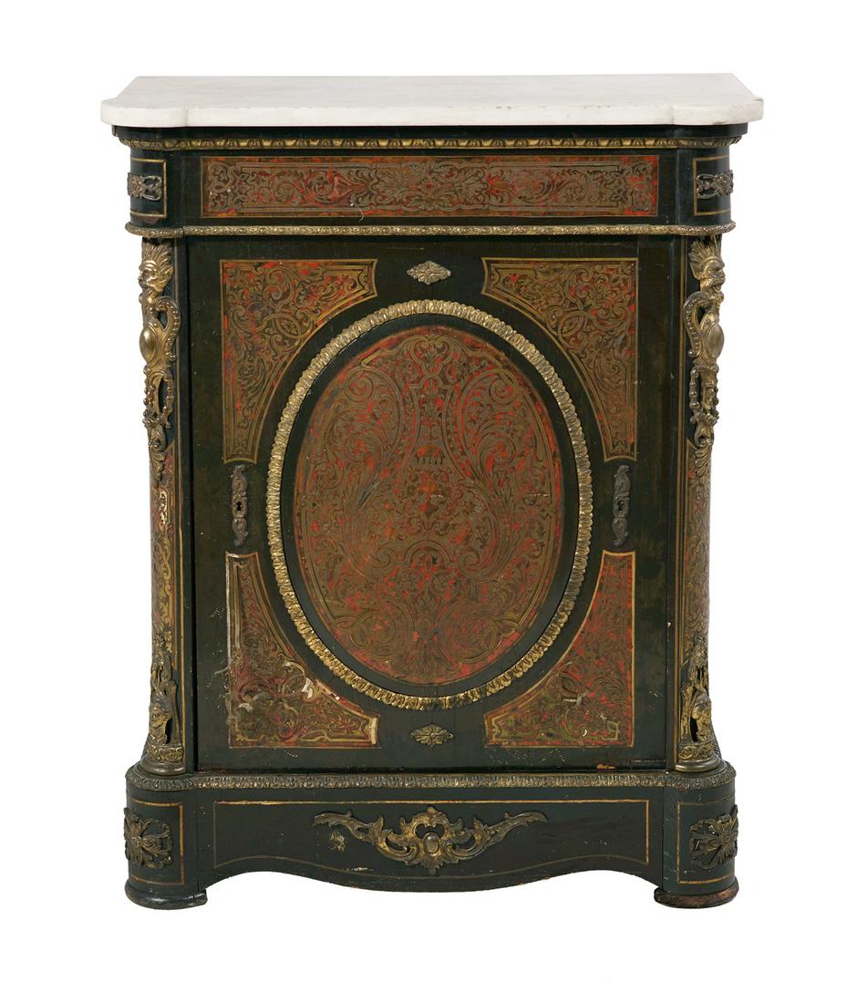Napoleon III Ebonized Marble-Top Cabinet (1 of 2)