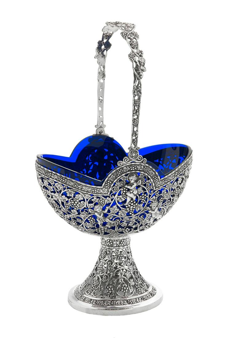 German Silver and Glass Fruit Basket (1 of 1)