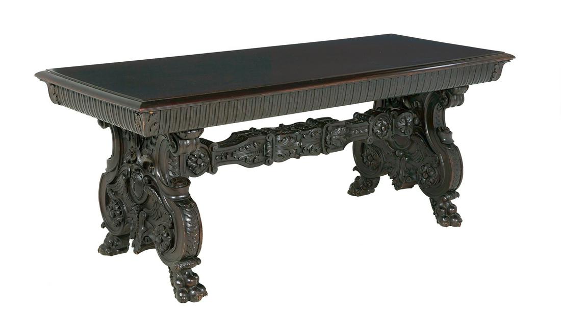 Continental Mahogany Trestle Table (1 of 2)