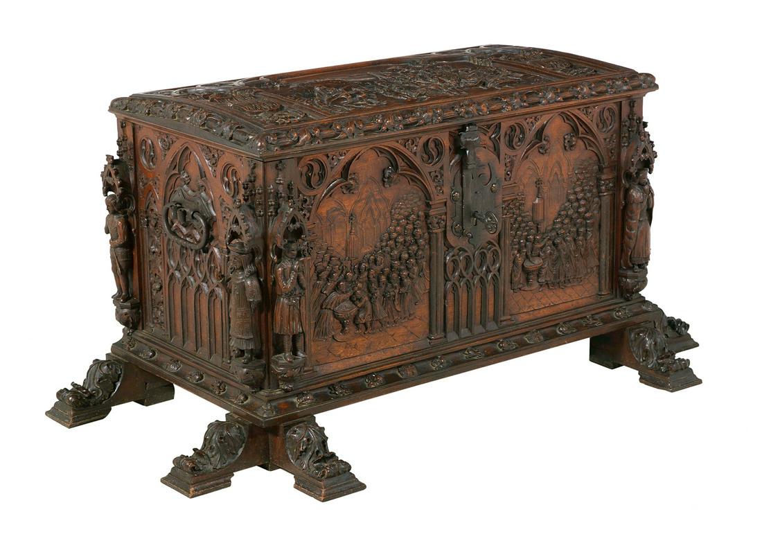 Spanish Oak and Walnut Coffer (1 of 3)