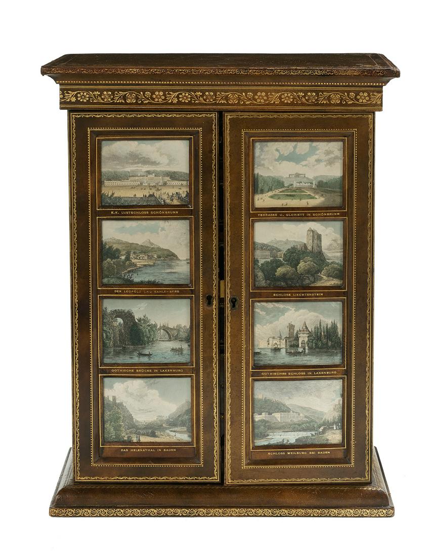 Gilt-Stamped Leather-Covered Jewel Chest (1 of 2)