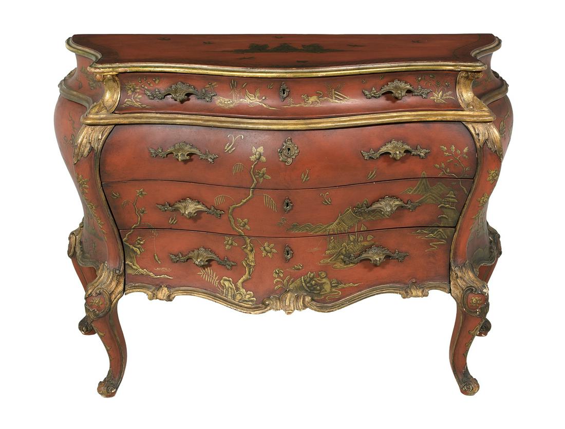 Regence-Style Polychromed Bombe Commode (1 of 3)
