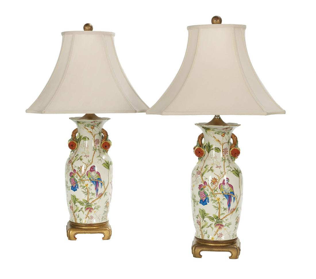 Pair of Italian Hand-Painted Pottery Lamps (1 of 1)