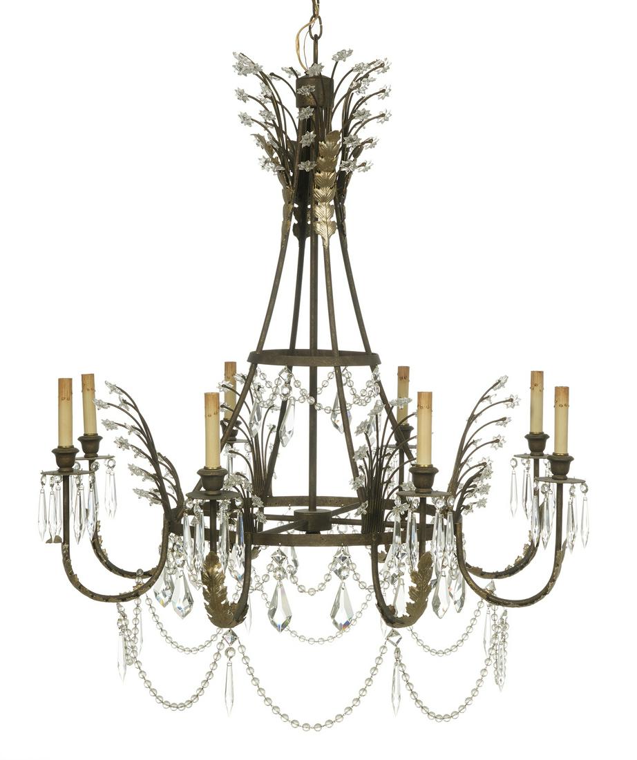 Italian Silvered and Patinated Metal Chandelier (1 of 1)