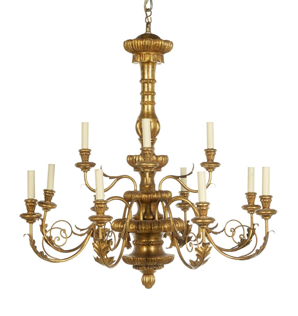 Continental Giltwood and Gilt-Metal Chandelier (1 of 1)