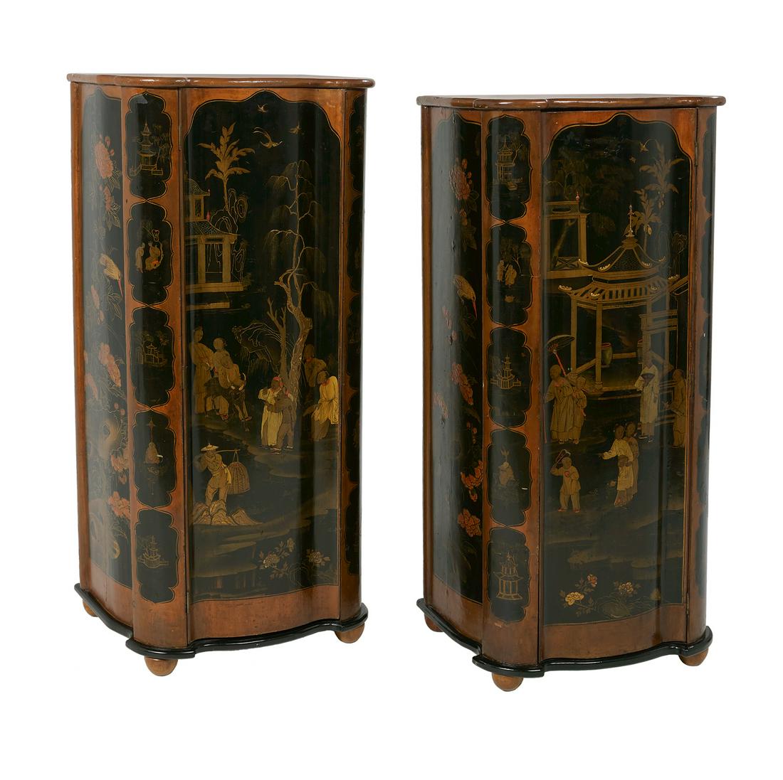 Pair of Continental Polychromed Cabinets (1 of 3)