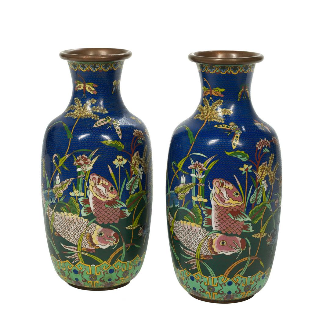 Pair of Chinese Cloisonne Vases (1 of 2)