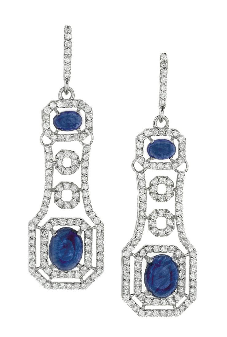 Pair of Custom-Made Sapphire and Diamond Earrings (1 of 1)