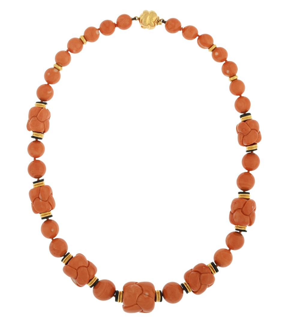 Coral and Onyx Necklace (1 of 1)