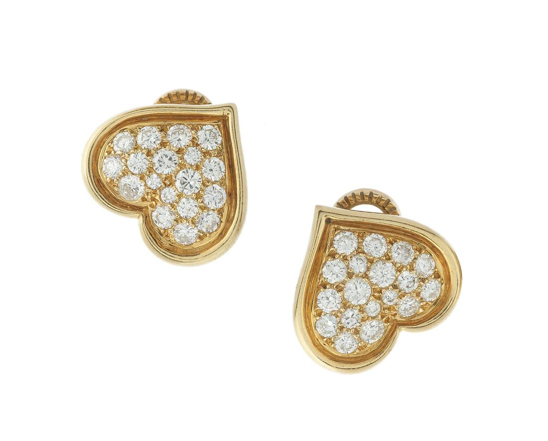 Pair of Diamond Heart Ear Clips (1 of 1)